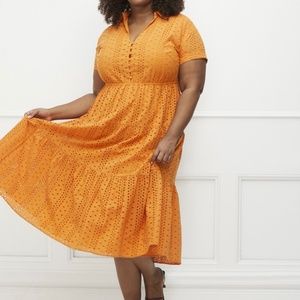 Short Sleeve Tiered Eyelet Dress